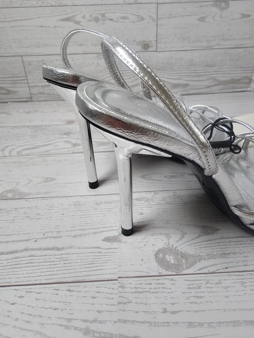 New SARA Silver Strappy High Heels Sandals Size 6/36 NWT Sexy Chic Dress Shoes - Picture 7 of 10